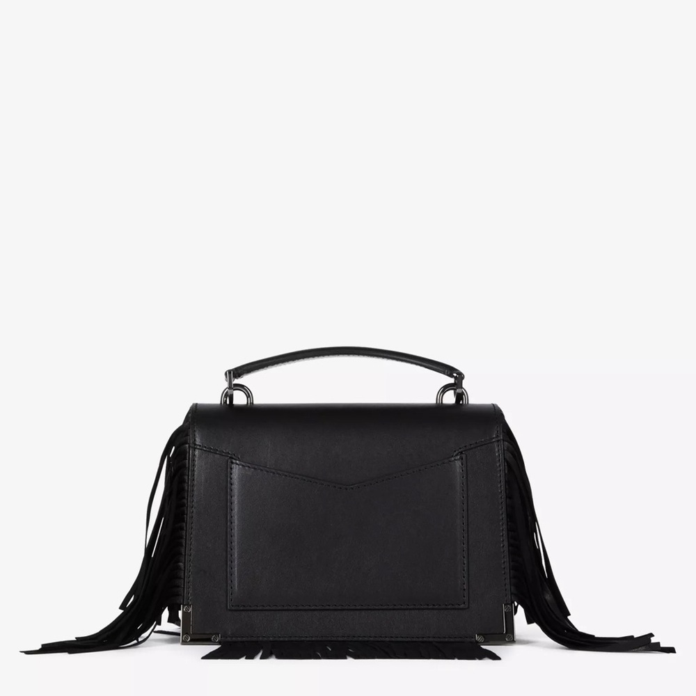 NWT | The Kooples | Emily | Black Leather Crossbody Bag with Fringe - Picture 3 of 12